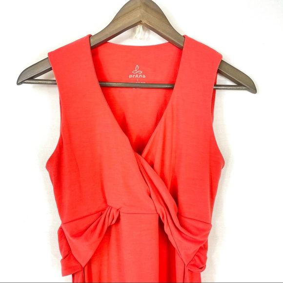 Prana Coral Twist Front Faux Wrap Dress Jersey - Picture 10 of 11
